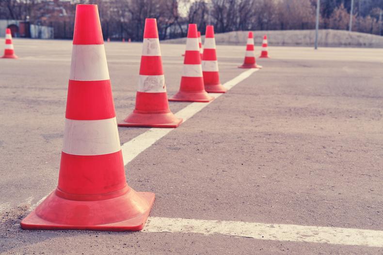 Traffic cones separating areas
