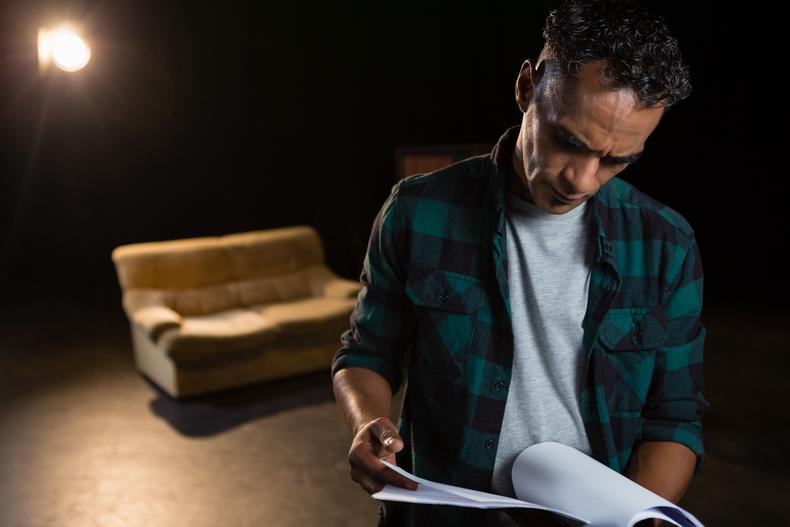 Actor studying a script