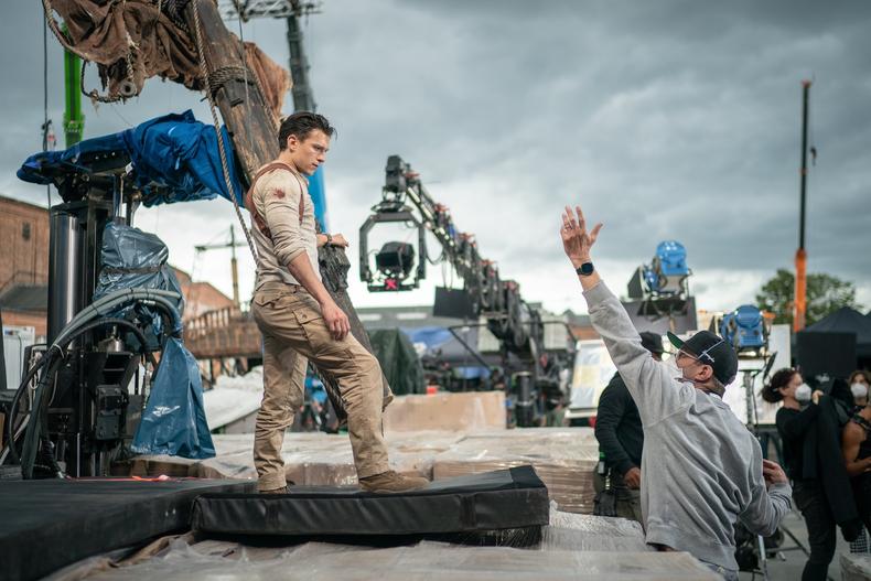 Tom Holland on the set of 'Uncharted'