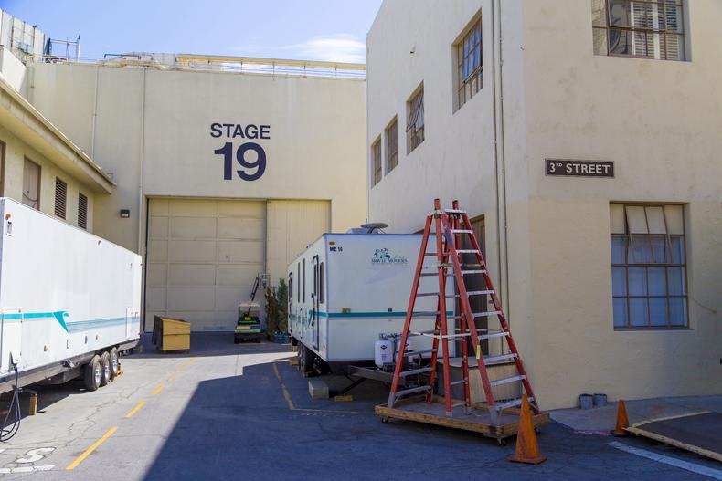 Living trailers on a film set