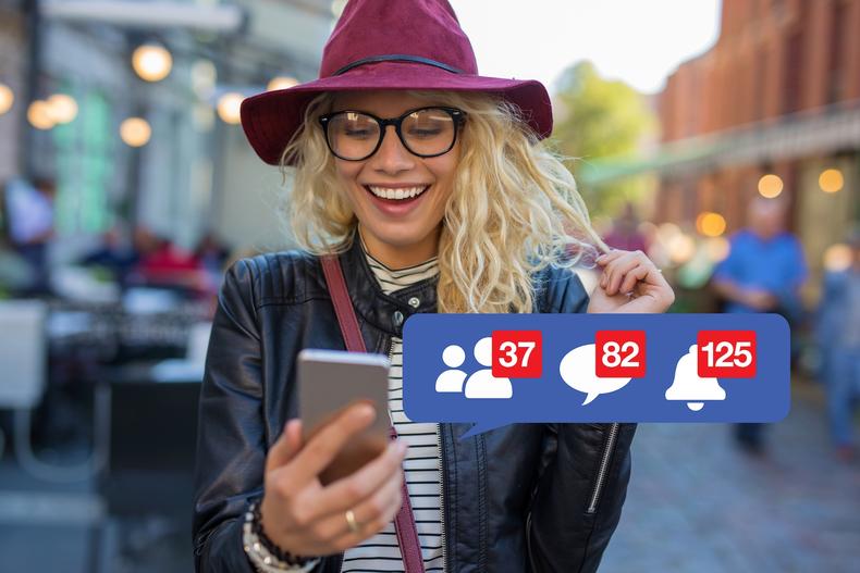 Facebook likes, messages, notifications