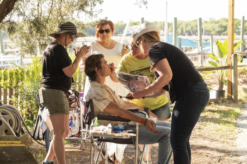 Makeup being applied on the set of 'Outer Banks'