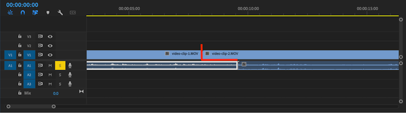 L-cut shown in video editing software