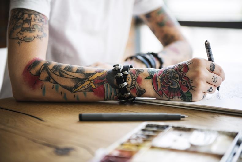 Close Up Shot Of A Male Hand With A Tattoo High-Res Stock Photo - Getty  Images