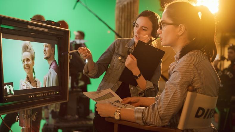 Two women working on a film set