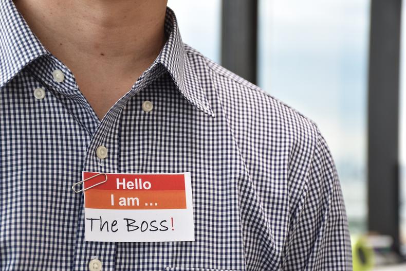 Role-play actor wearing a name tag