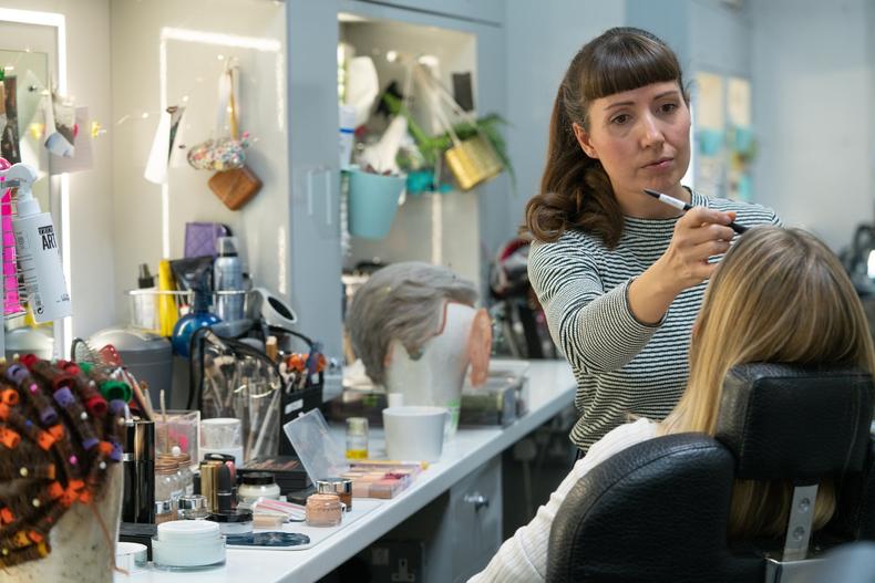 Cate Hall working on The Crown