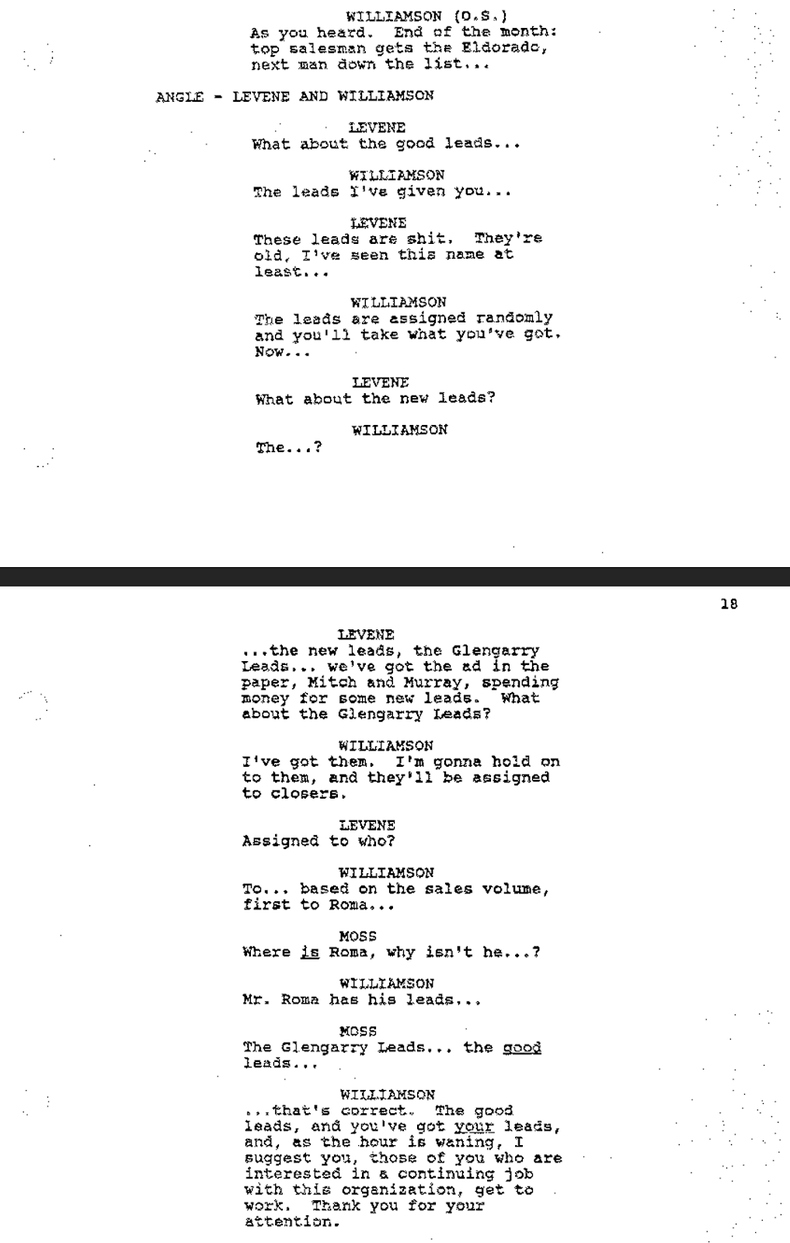Glengarry Glen Ross excerpt