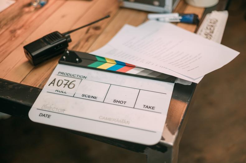 Clapboard and shot list