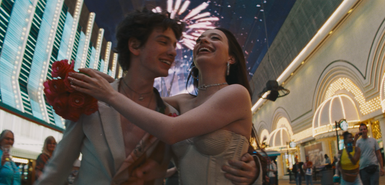 Mikey Madison as Ani and Mark Eydelshteyn as Ivan. Courtesy of NEON