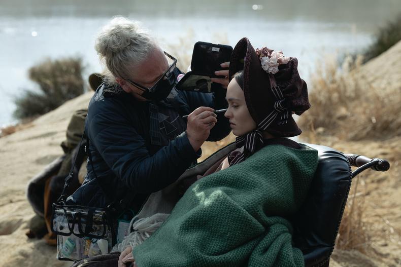 Traci Loader and Lily-Rose Depp on set 