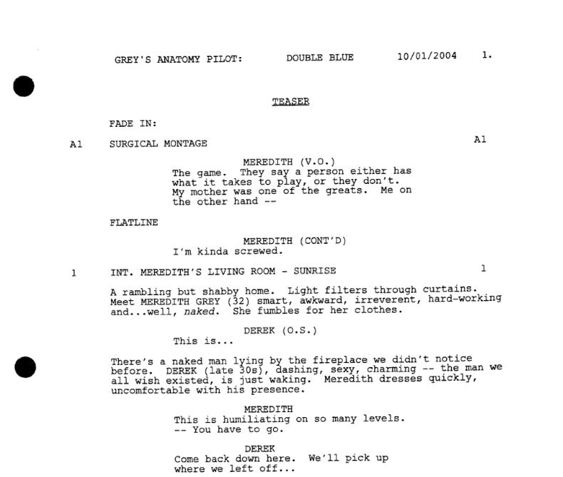 'Grey's Anatomy' pilot script