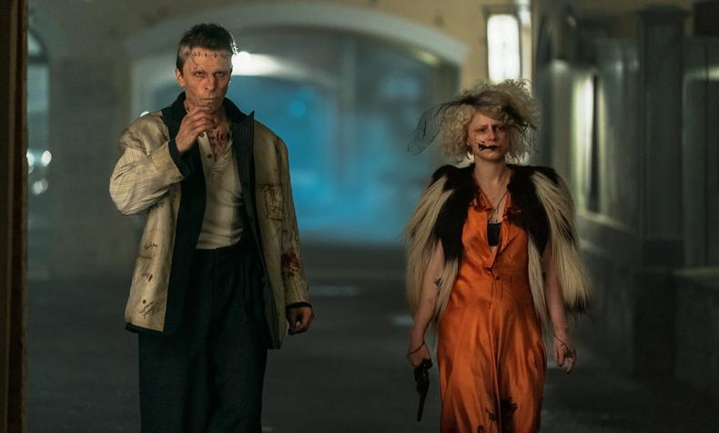(L to r) Chrisitan Bale as Frank and Jessie Buckley as The Bride