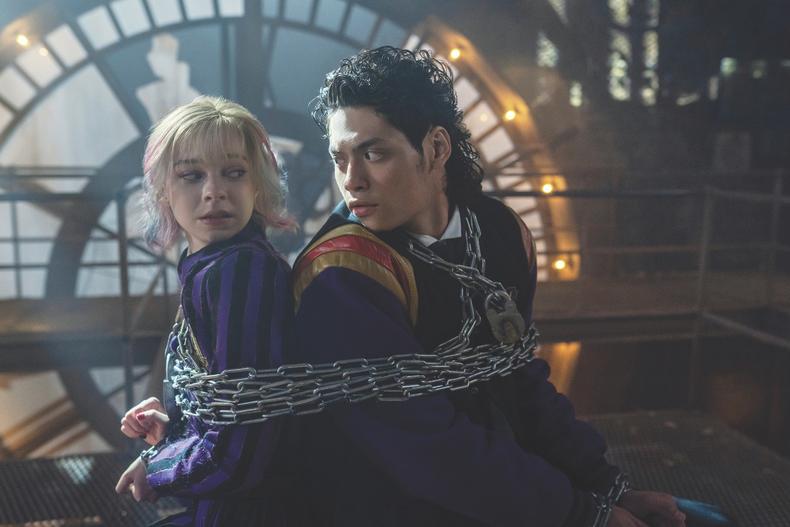 (L to R) Emma Myers as Enid Sinclair, Noah B. Taylor as Bruno in episode 202 of Wednesday