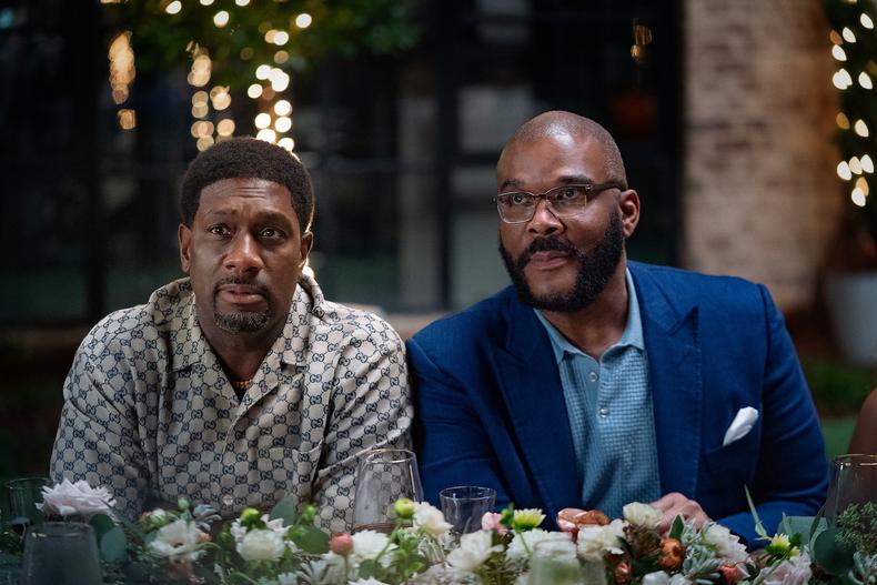 (L-R) Richard T. Jones as Mike and Tyler Perry as Terry in Why Did I Get Married Again? Cr. Charles Bergman/Perry Well Films 2/Netflix