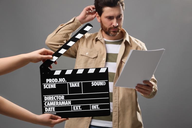 Actor filming scene
