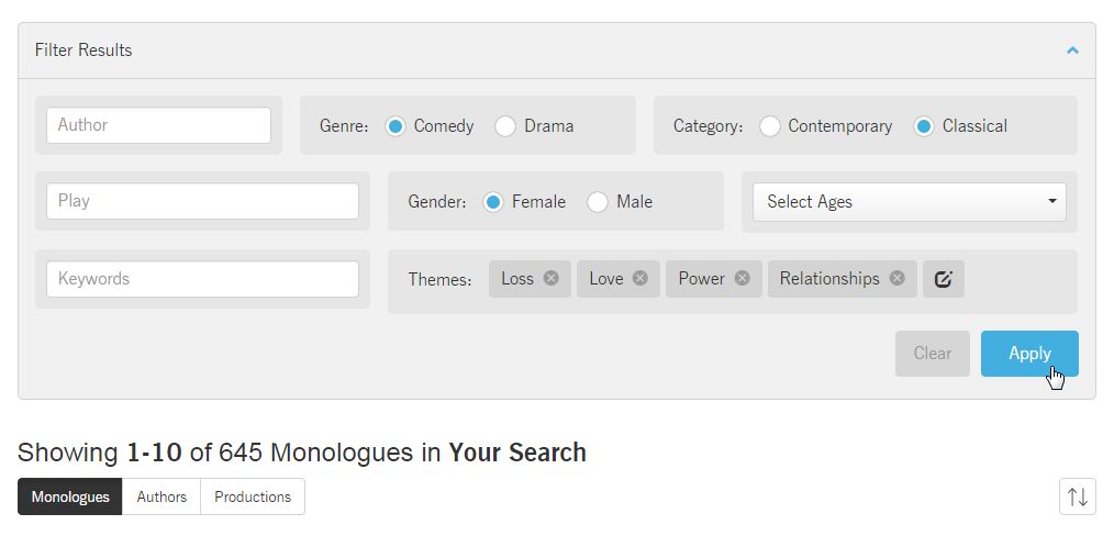 The Monologuer - Search for monologue s