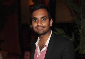 Comedian Aziz Ansari Mows Lawn in Central Park